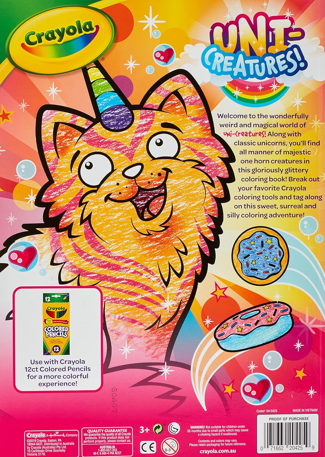 Crayola Uni-Creatures Coloring Book, 64 Unicorn Coloring Pages, Gift for Kids, Ages 3, 4, 5, 6