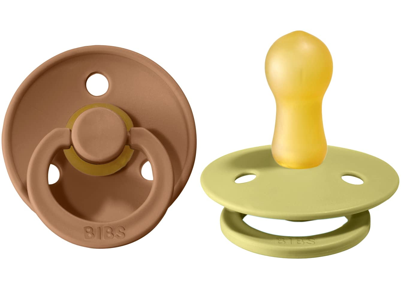 BIBS Baby Pacifier | BPA-Free Natural Rubber | Made in Denmark | 2-Pack (6-18 Months, Meadow/Earth)