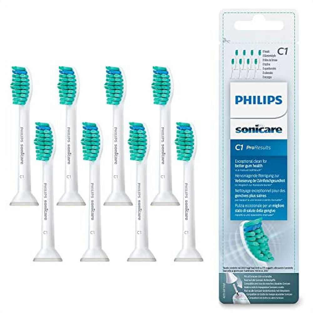 Philips Genuine Sonicare Pro Results Brush Heads, White, Pack of 8 - HX6018/26