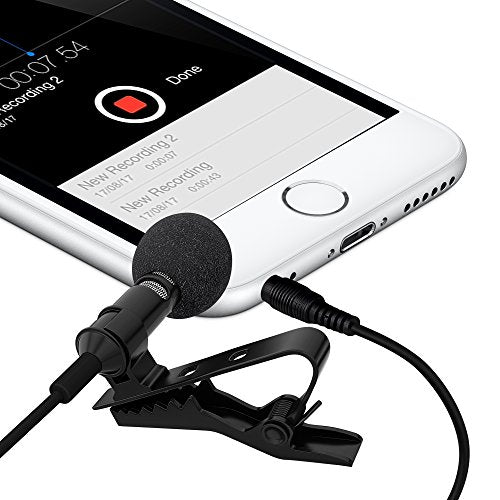 Ultimate Lavalier Microphone For Bloggers And Vloggers Lapel Mic Clip-on Omnidirectional Condenser for Iphone Ipad Samsung Android Windows Smartphones