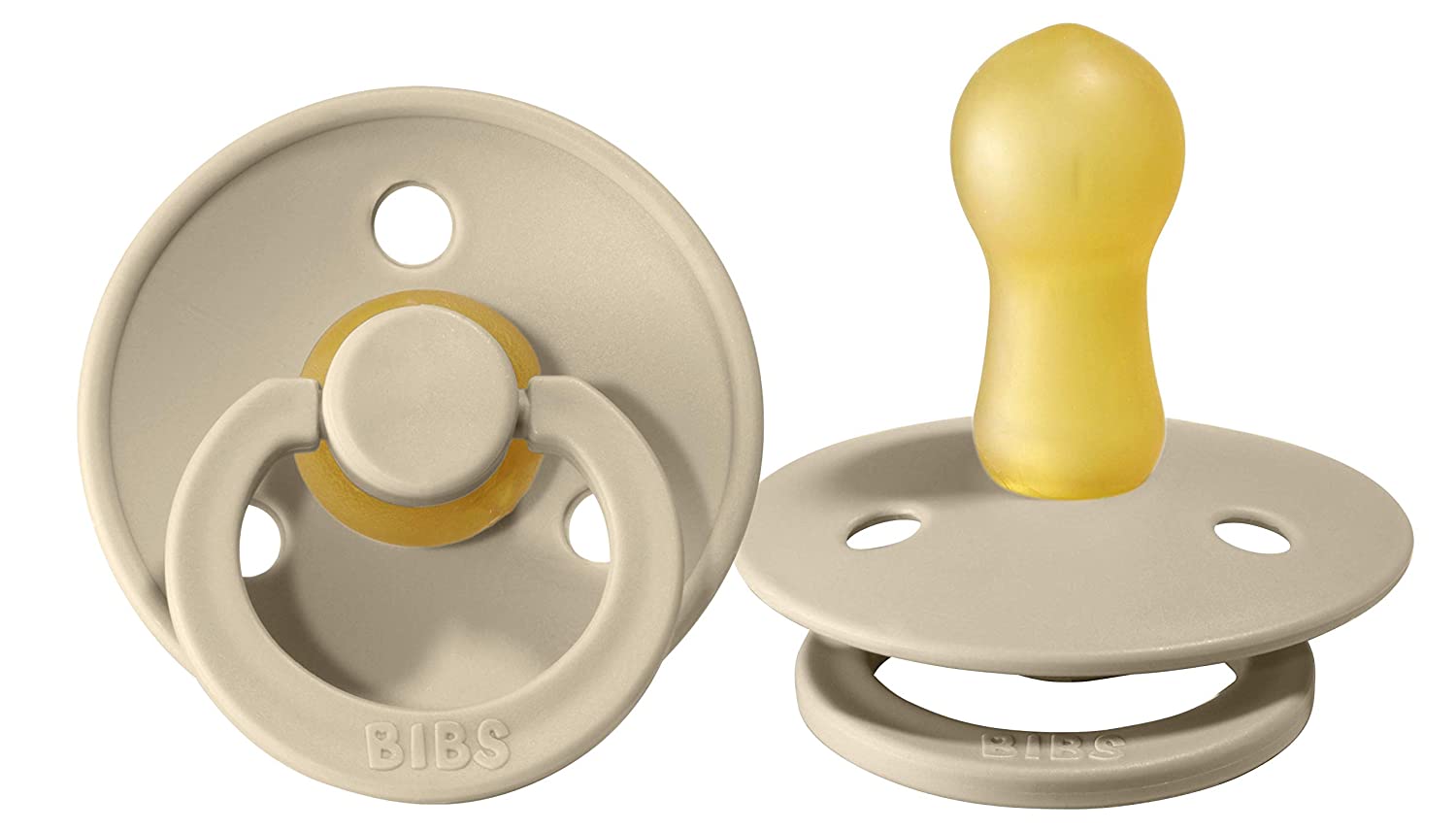 BIBS Baby Pacifier | BPA-Free Natural Rubber | Made in Denmark | Sand 2-Pack (0-6 Months)