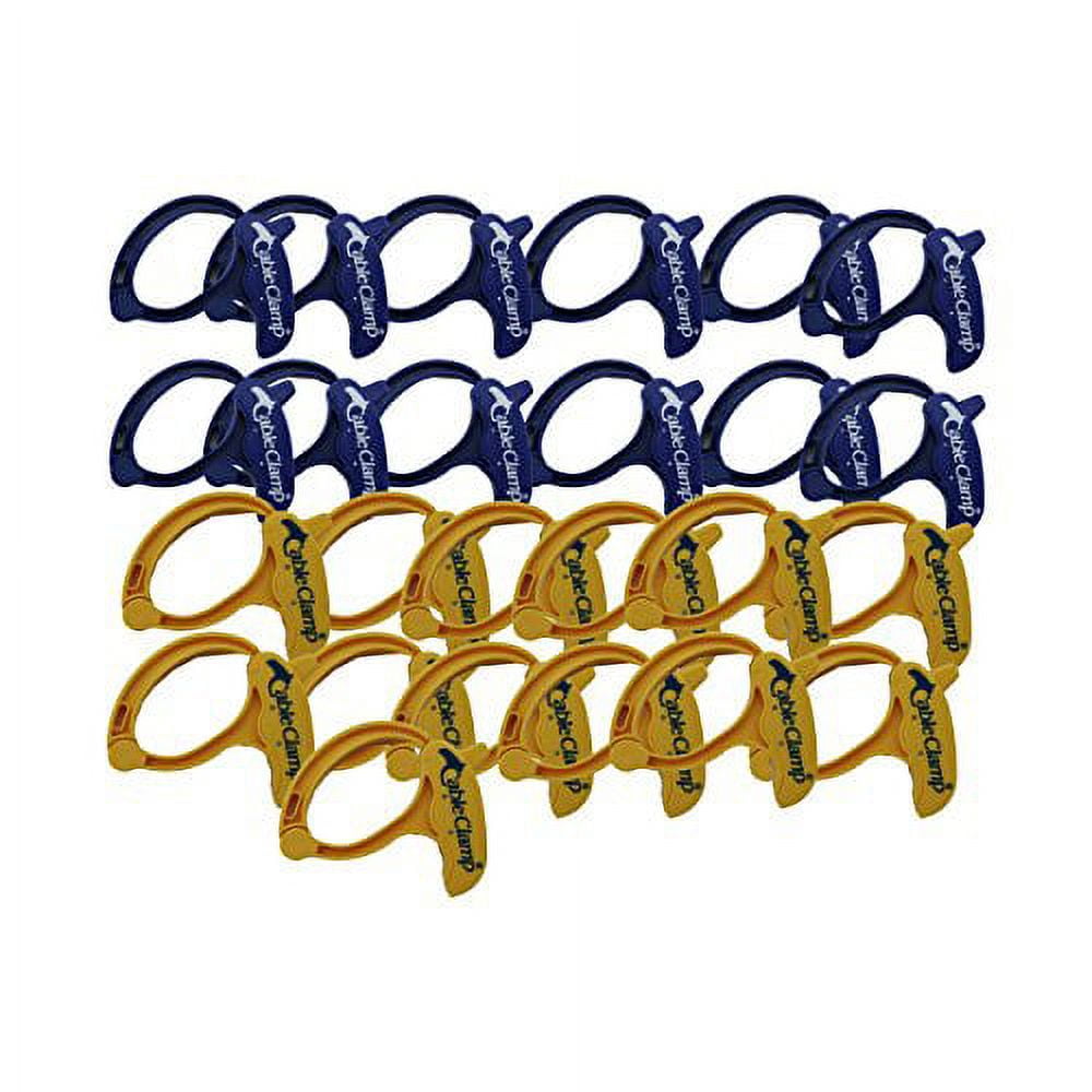 (25 Pack) Cable Clamp Display Case Large Blue/Yellow Assortment Cable Management Organization