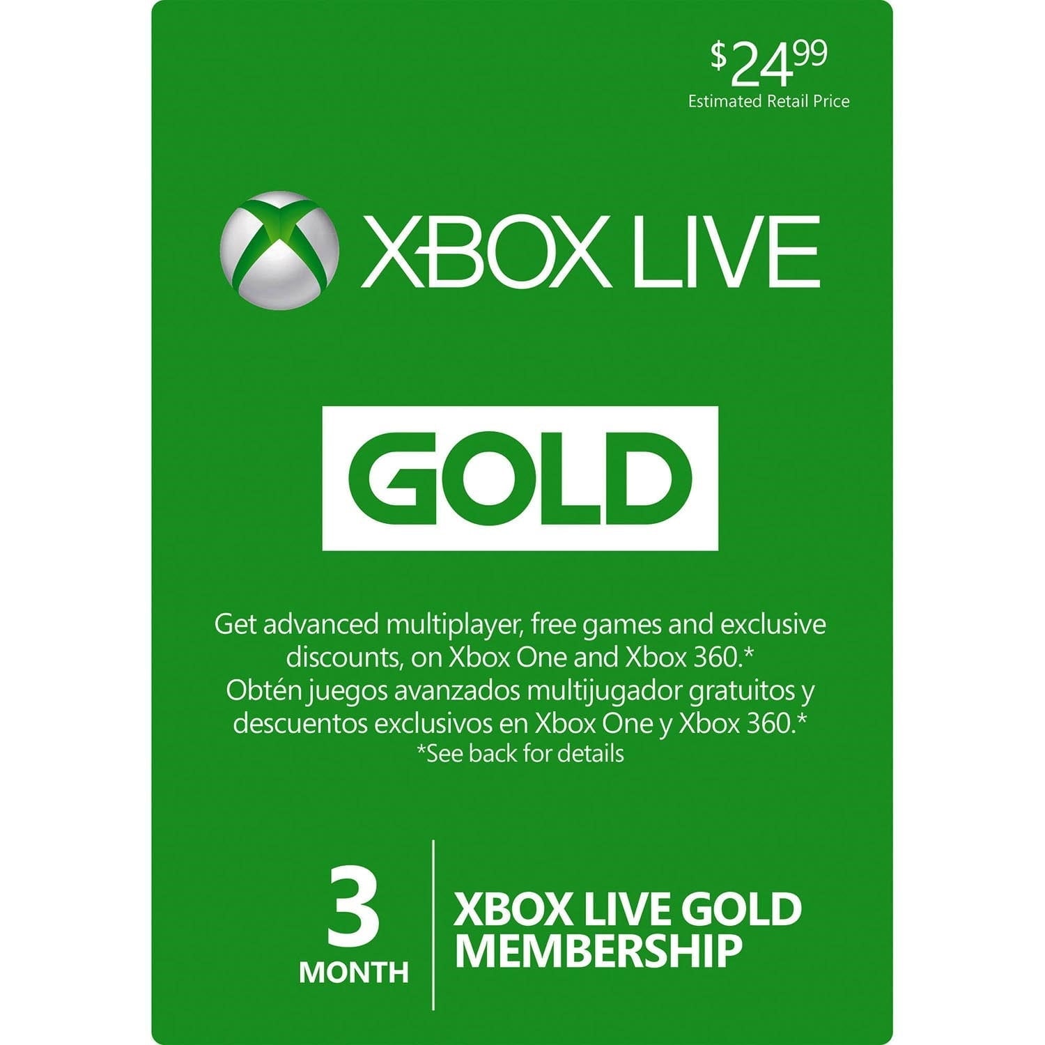 3 Month Microsoft Xbox One & Xbox 360 LIVE Gold Membership Card Subscription