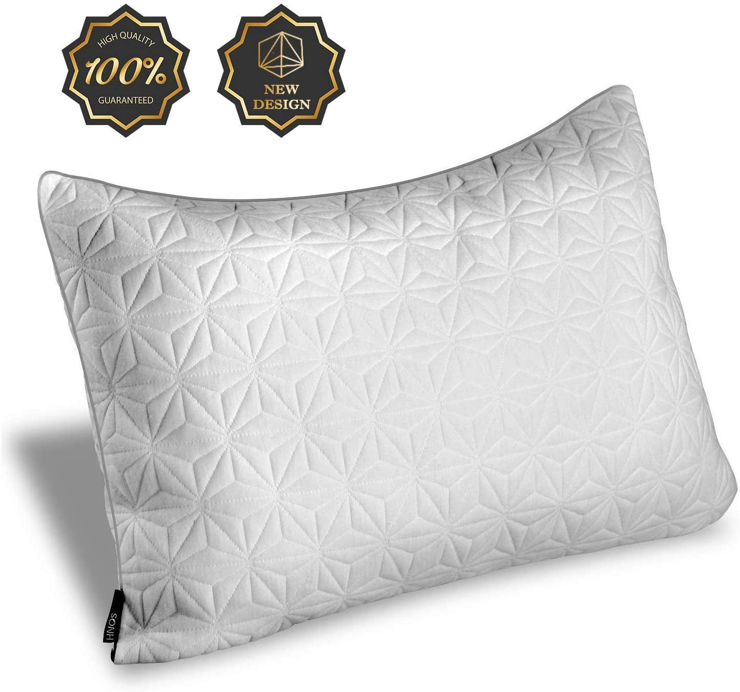 HNOS Shredded Memory Foam Pillow Washable Removable Cover - One Side Cooling Cover Suitable Both Summer Winter - 20 x 30 - Queen Size