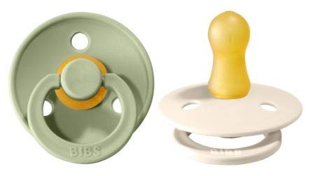 BIBS Baby Pacifier | BPA-Free Natural Rubber | Made in Denmark | Sage/Ivory 2-Pack (6-18 Months)