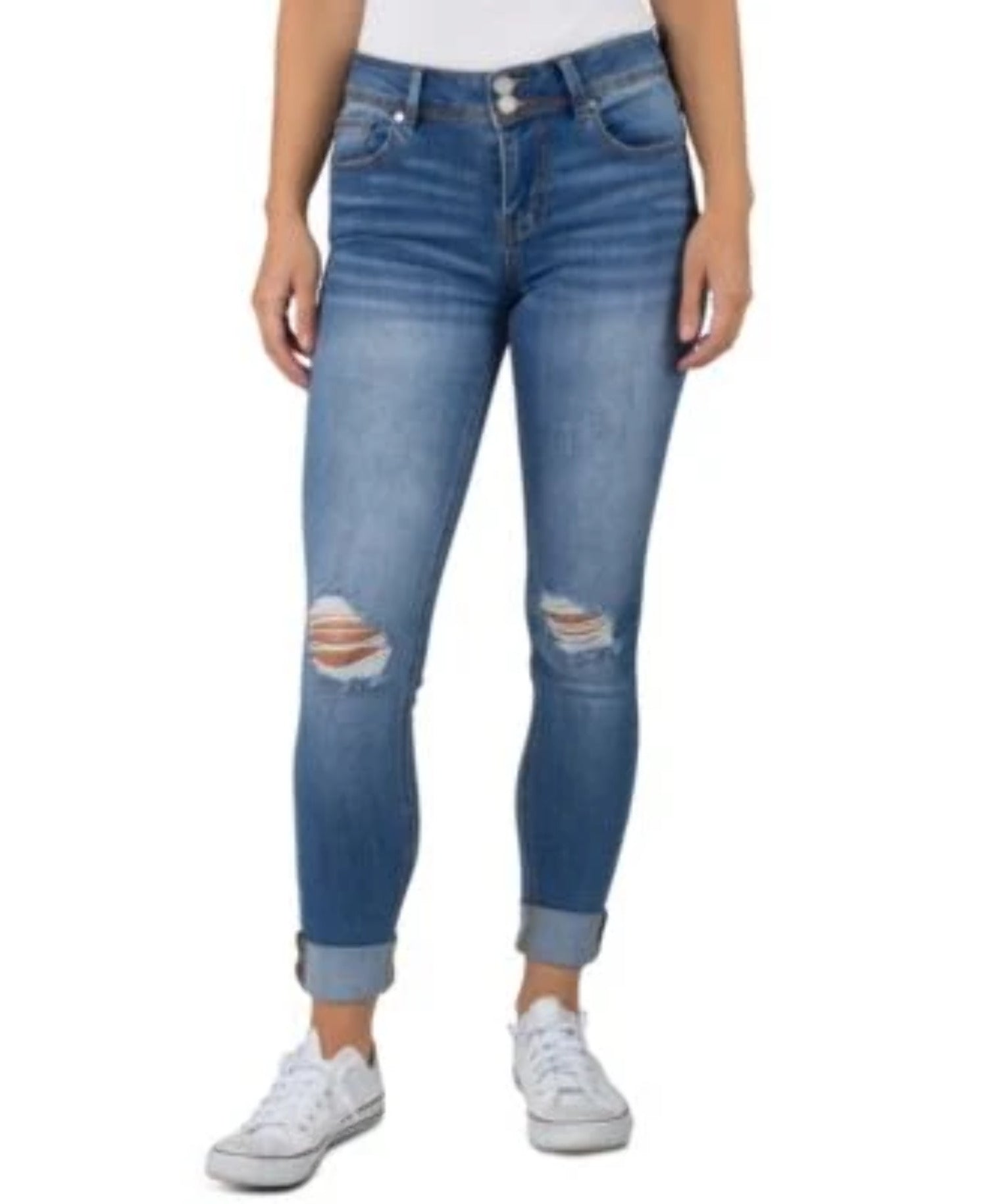 Indigo Rein Juniors' Roll-Cuff Skinny Jeans 1