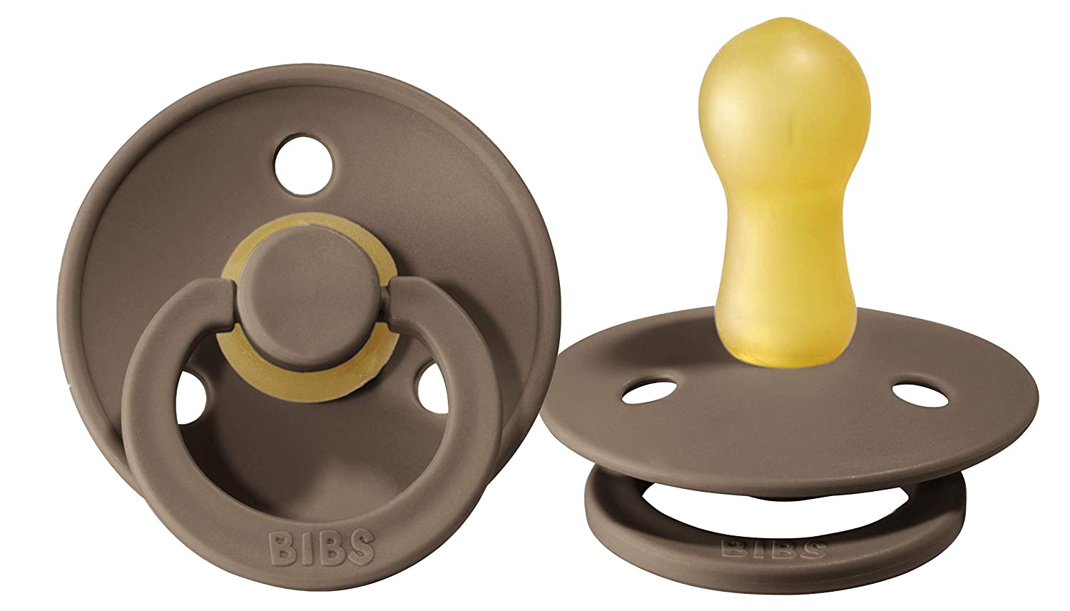 BIBS Baby Pacifier | BPA-Free Natural Rubber | Made in Denmark | Dark Oak 2-Pack (6-18 Months)