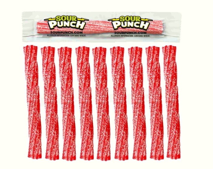 Sour Punch Twists - Individually Wrapped Sweet & Sour Candy, Strawberry Flavor (Pack of 10)