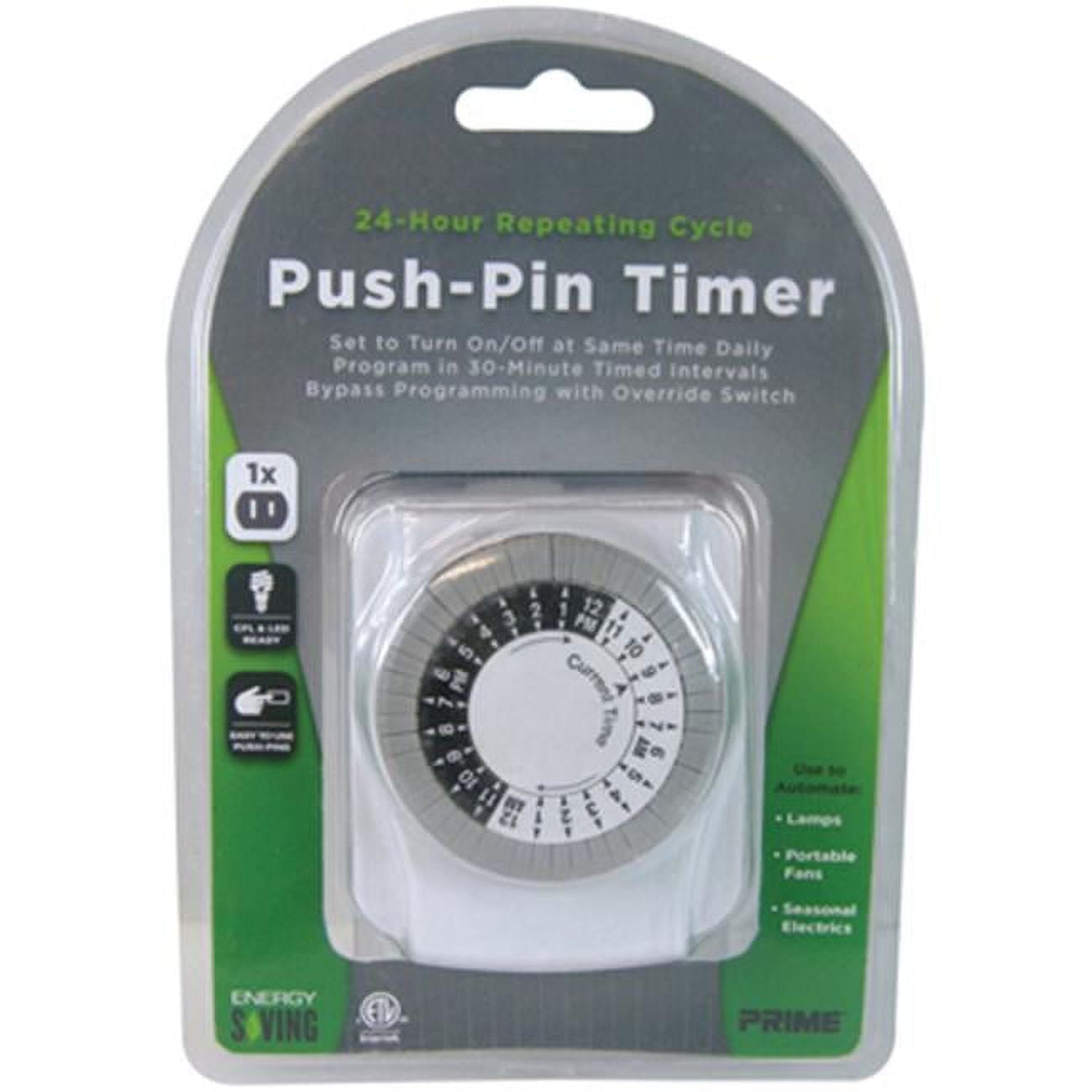 Prime Wire & Cable TNINL2412-RC 24 Hour Mechanical Timer With Nightlight, White