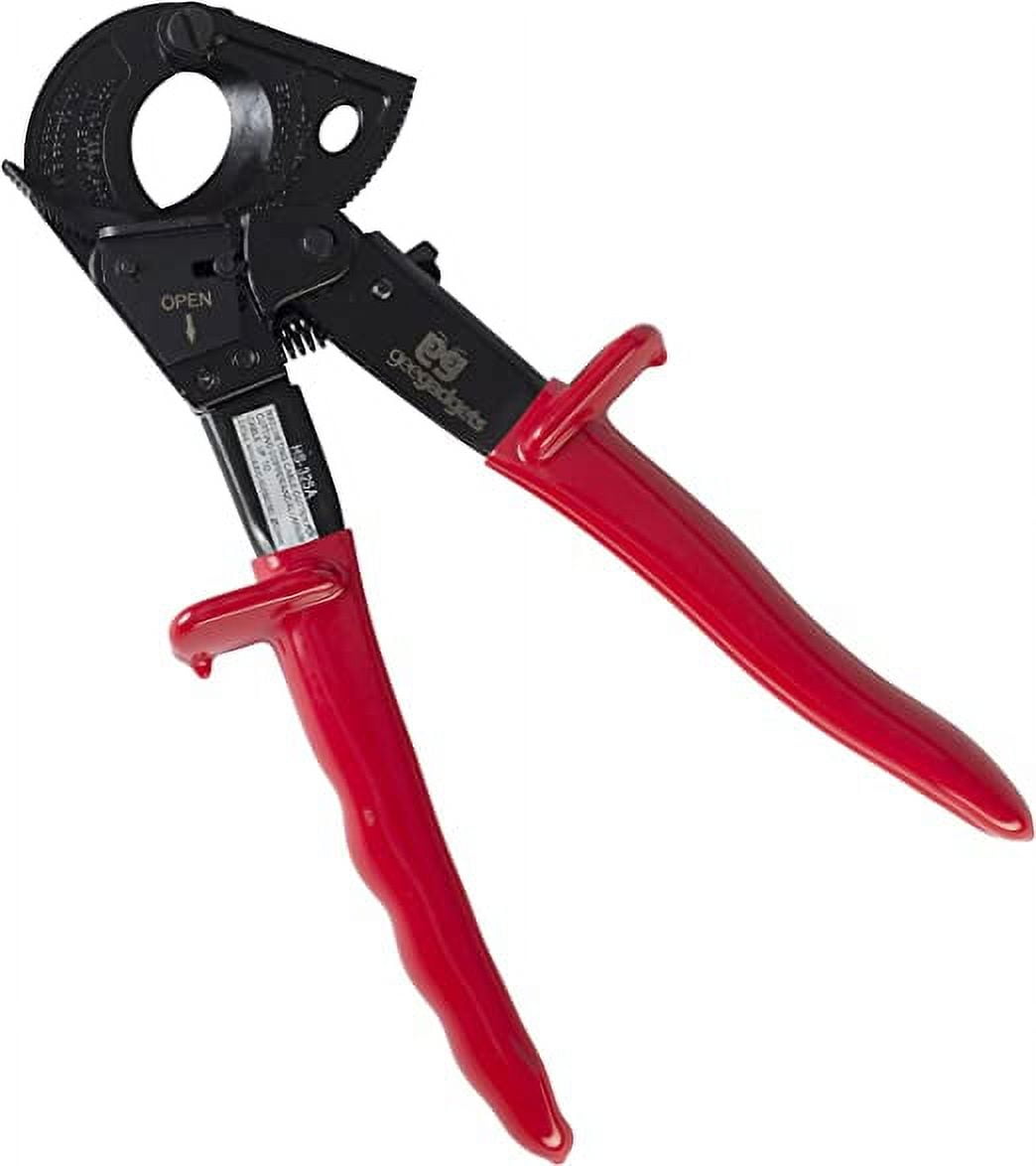 Ratcheting Cable Cutter - Heavy Duty Copper and Aluminum Wire Ratchet Tool - Anti-Slip Rubber Hand Guards - Range: 240mm