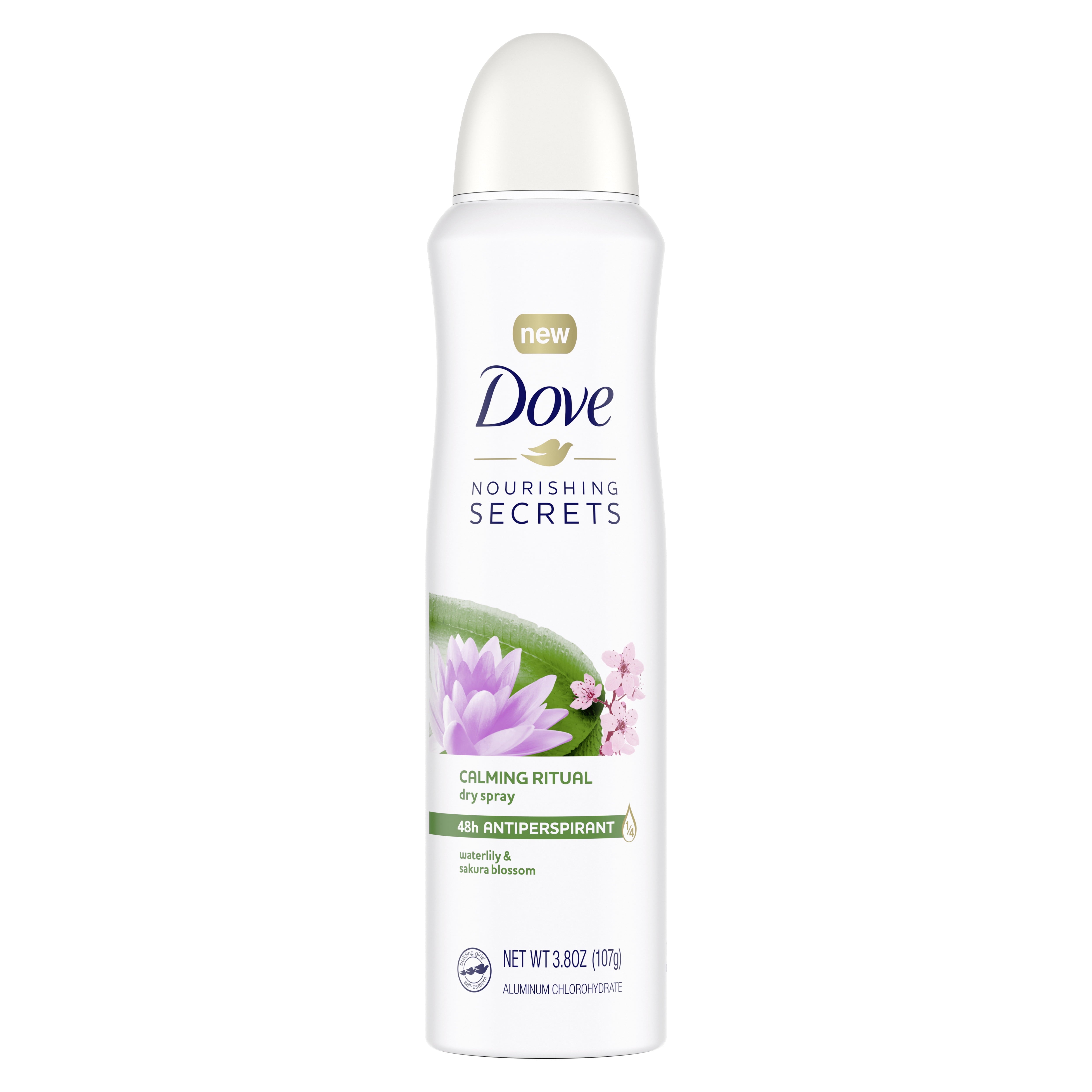 Dove Nourishing Secrets Dry Spray Antiperspirant Deodorant Waterlily & Sakura Blossom, 3.8 oz