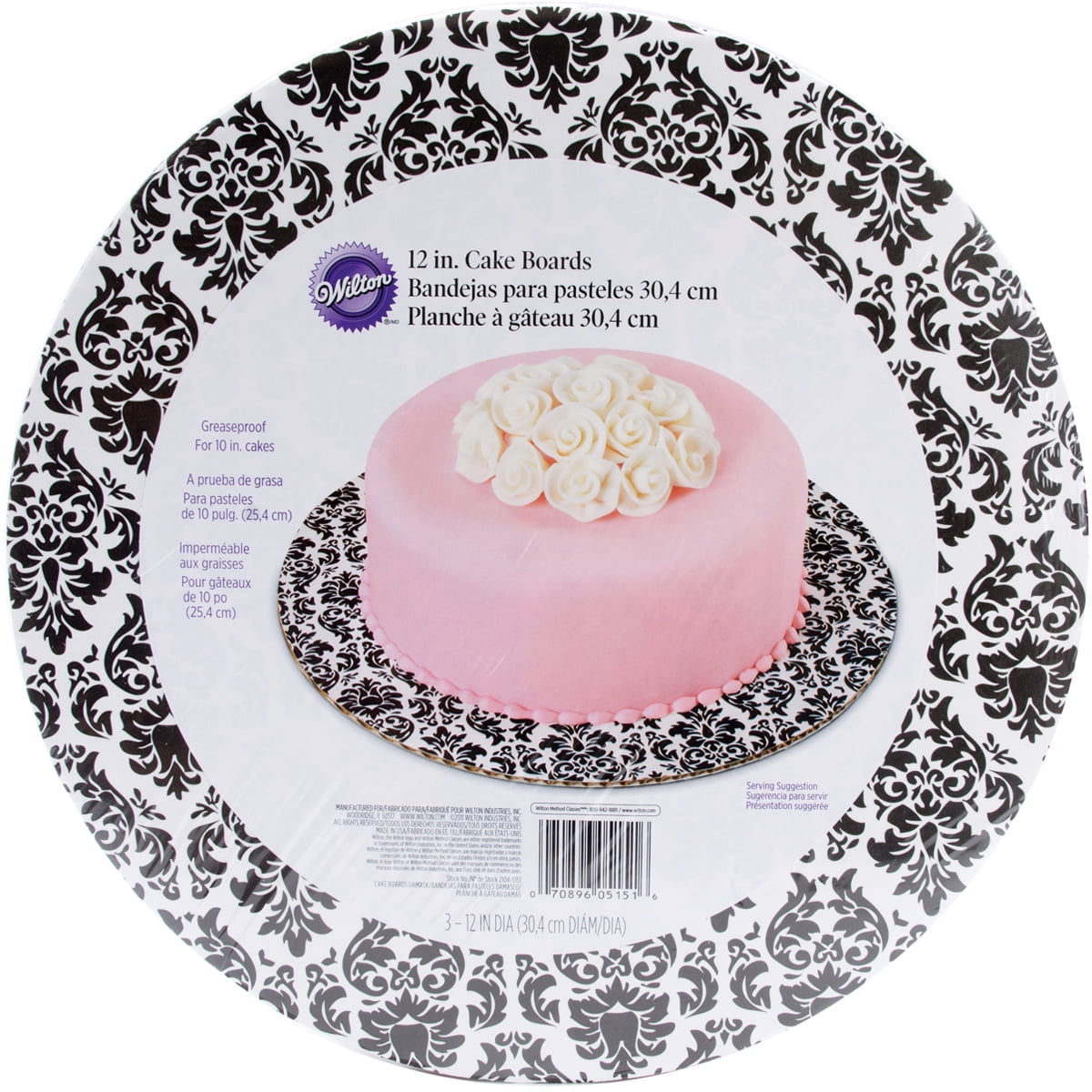 Wilton 12" Round Cake Boards, Damask 3 ct. 2104-0402