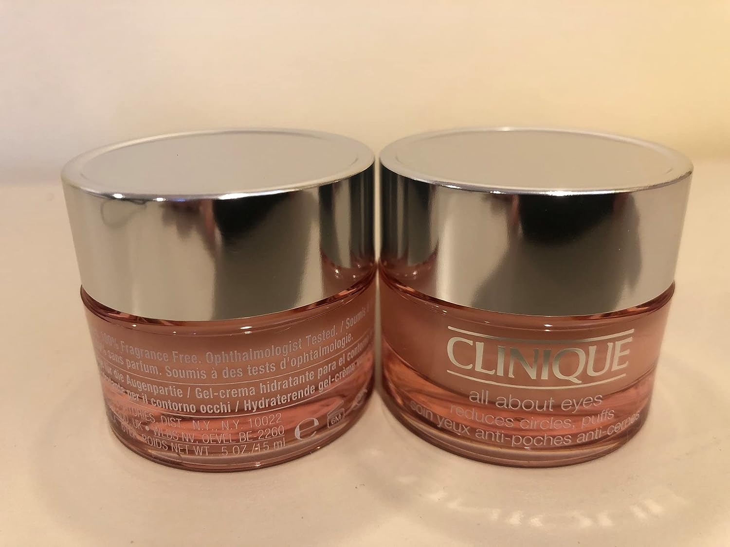 2x Clinique All about eyes Reduces Circles Puffs, 0.5oz Each Total 1oz, Unboxed