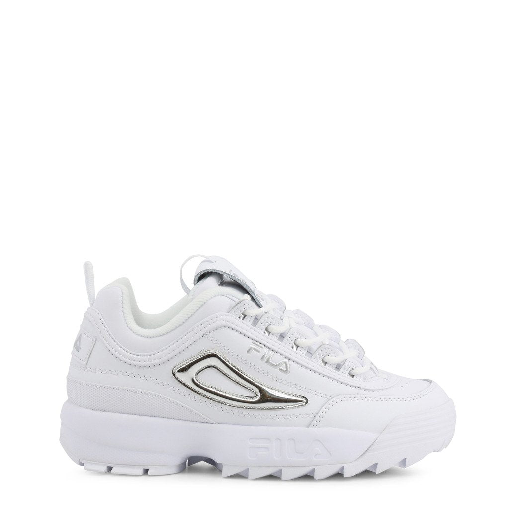 Fila Disruptor II Metallic Womens Shoes Size 7.5, Color: White/Metallic Silver/White