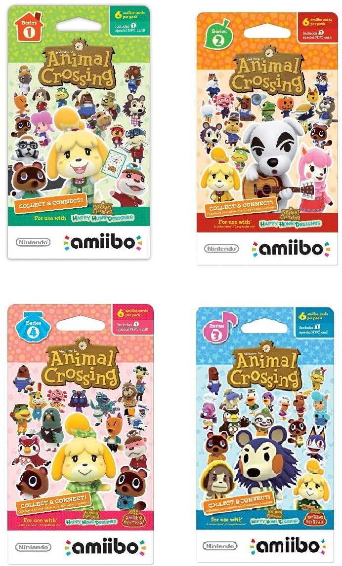 Nintendo Animal Crossing amiibo Cards Series 1, 2, 3, 4 for Nintendo Wii U and 3DS, 1-Pack (6 Cards/Pack) (Bundle) Includes 24 Cards Total