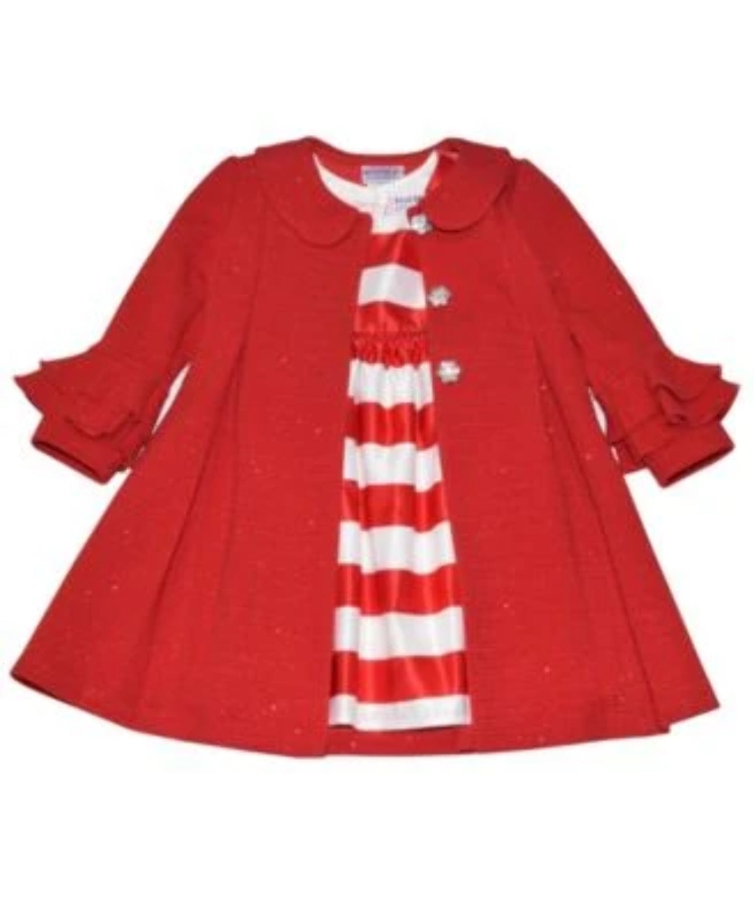 Toddler Girls Stripe Dress and Coat Set 3