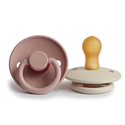 FRIGG Natural Rubber Baby Pacifier Made in Denmark BPA-Free (Blush/Cream, 0-6 Months)