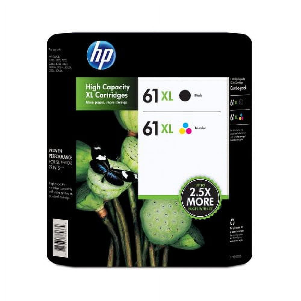 HP 61XL Combo-pack - 2-pack - High Capacity - black, color (cyan, magenta, yellow) - original - ink cartridge - for Deskjet 10XX, 15XX, 2050A J510, 25XX, 35XX; Envy 45XX, 55XX; Officejet 2620, 46XX