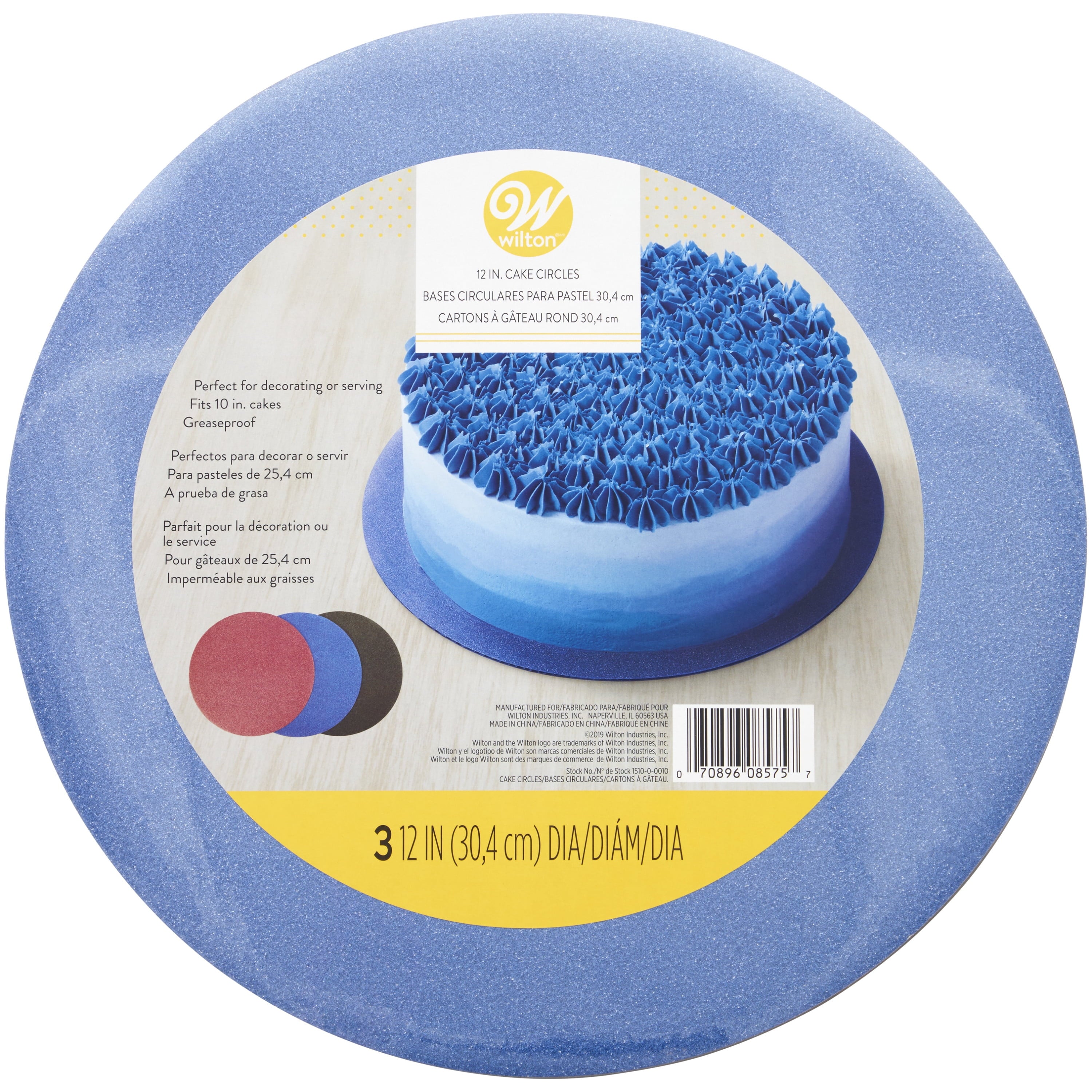 Wilton 12-Inch Glitter Cake Board Circles, 3-Count