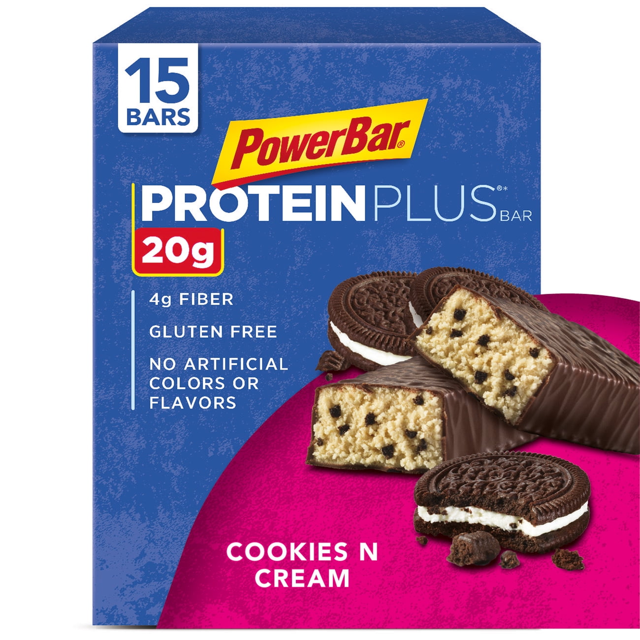 PowerBar Protein Plus Bar, Cookies and Cream, 2.15 oz Bar, (15 Count)