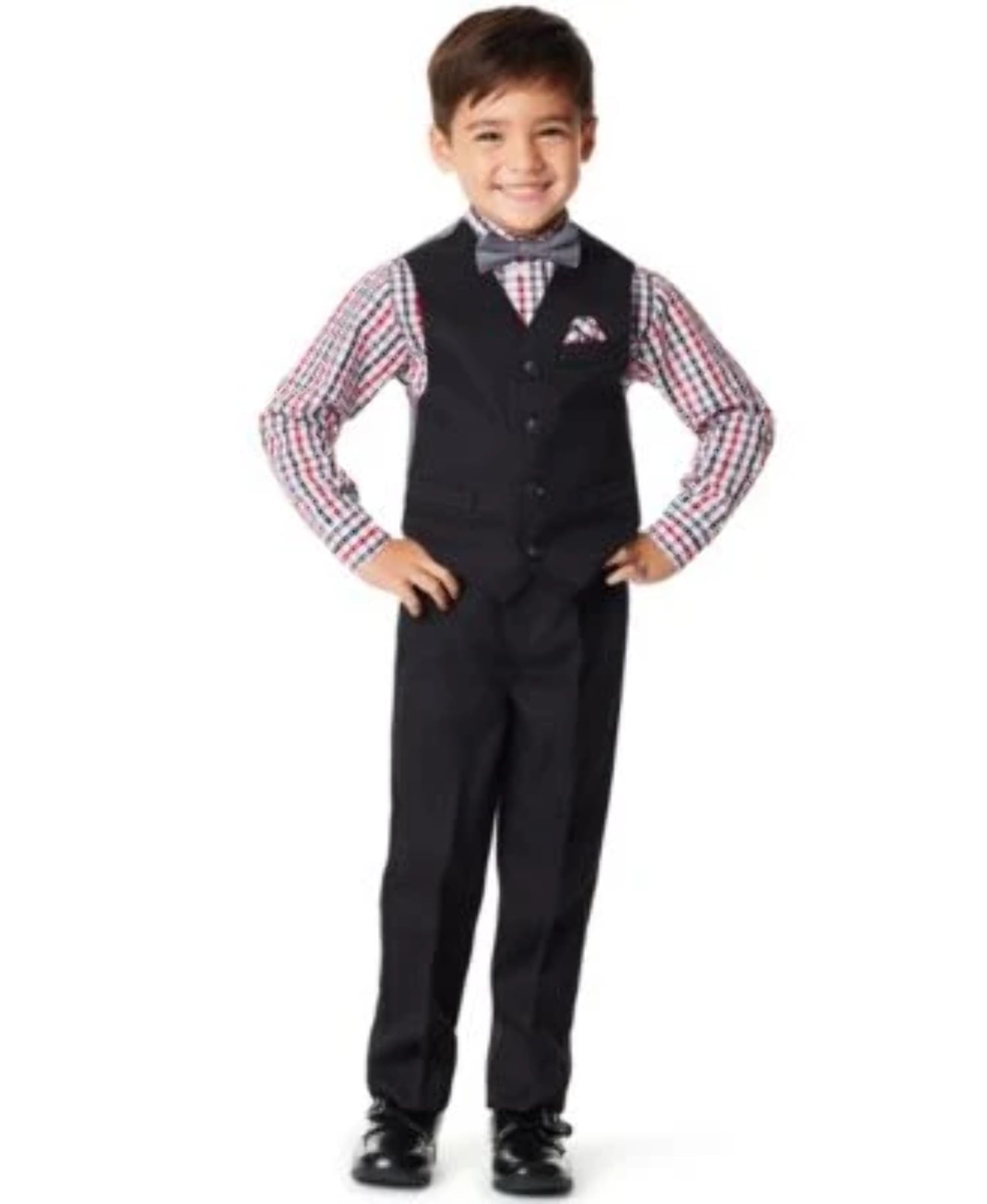 Little Boys Solid Textured 4 Piece Vest Set 6