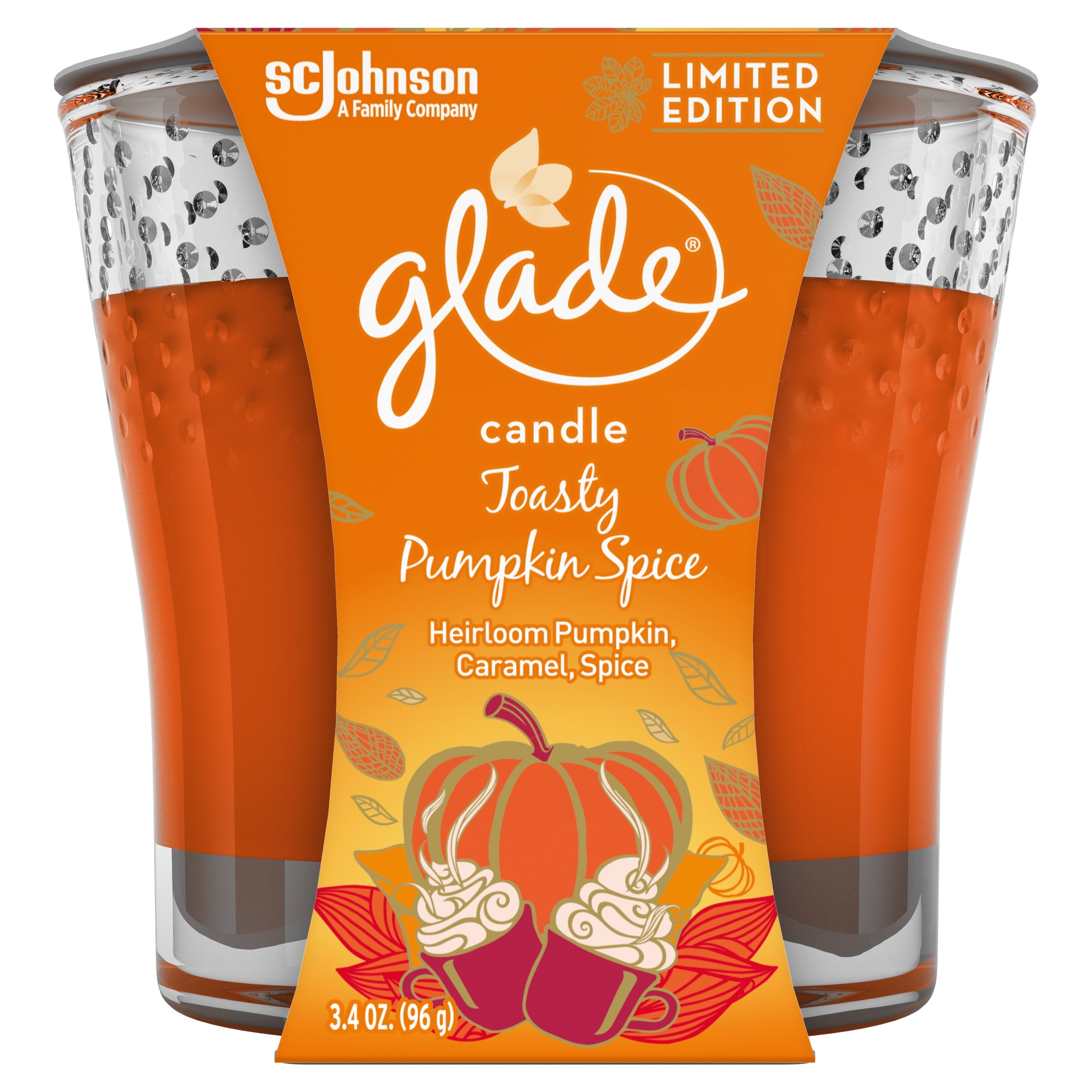 Glade Toasty Pumpkin Spice Scented Jar Candle, 3.4 Oz.