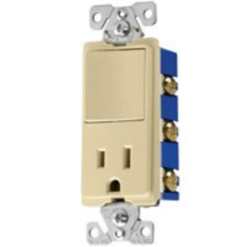 Cooper Wiring Devices 7730V Ivory Combination One Single Pole Rocker Light Switch with 15A Receptacle