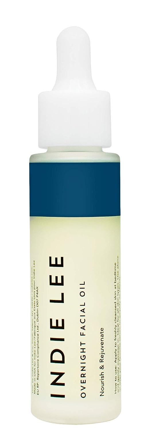 Indie Lee Overnight Facial Oil - Beauty Sleep Treatment for Face with Antioxidants, Vitamin C + Almond, Grapeseed + Jojoba Oils for a Plump, Radiant Glow - For Dry + All Skin Types (1oz / 30ml)