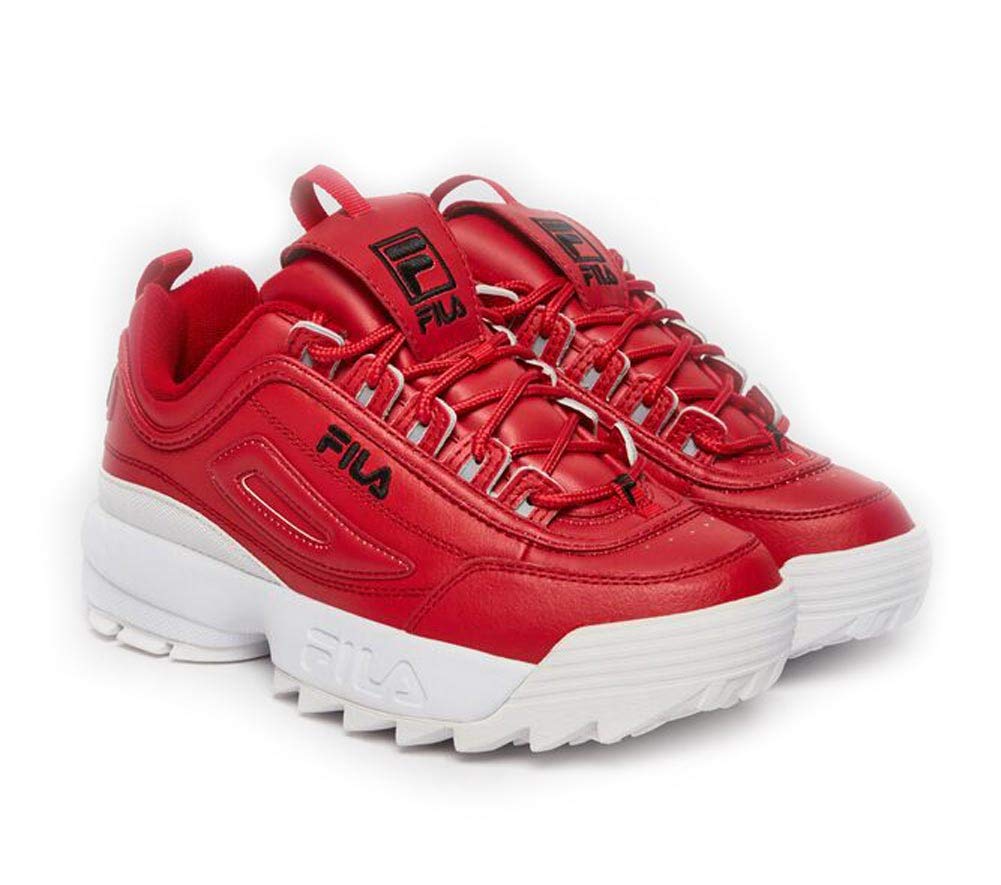 Fila Womens Disruptor II Premium Sneaker, Adult, Red/Black/White, 9