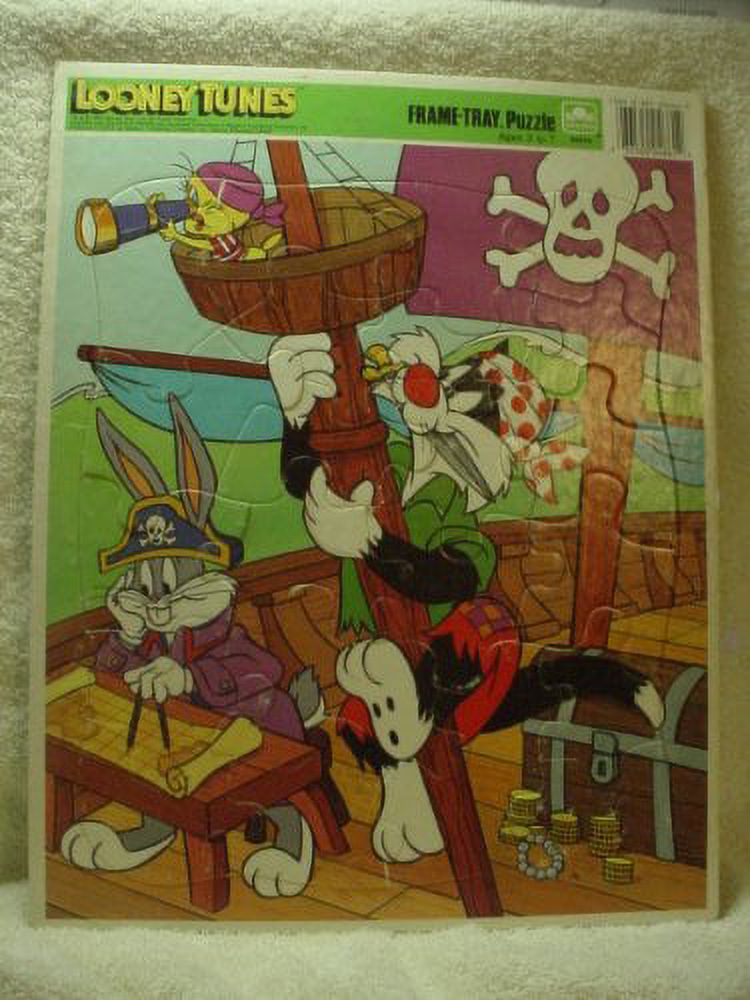 Looney Tunes 14x11 Frame Tray Puzzle Pirate Theme with Bugs Bunny Tweety & Sylvester