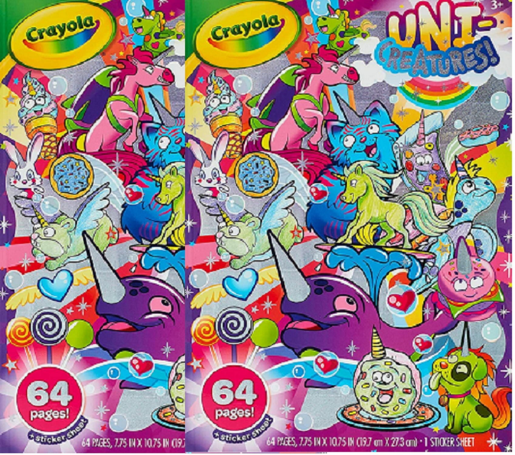 Crayola Uni-Creatures Coloring Book, 64 pages  Unicorn Coloring Pages, Gift for Kids, 2 packs