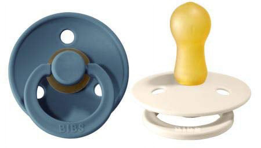 BIBS BPA-Free Natural Rubber Baby Pacifier | Made in Denmark (Petrol/Ivory, 6-18 Months) 2-Pack