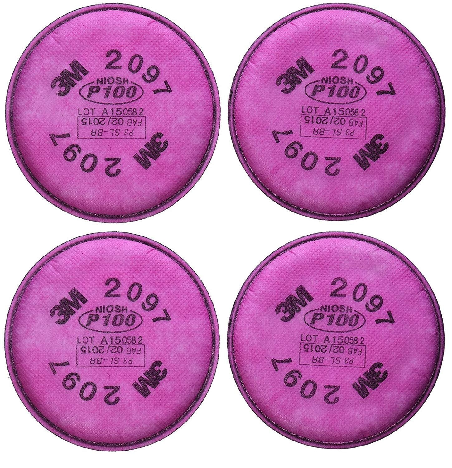 3M 2097 P100 Particulate Filter with Organic Vapor Relief, 2 Pairs (4 Filters)