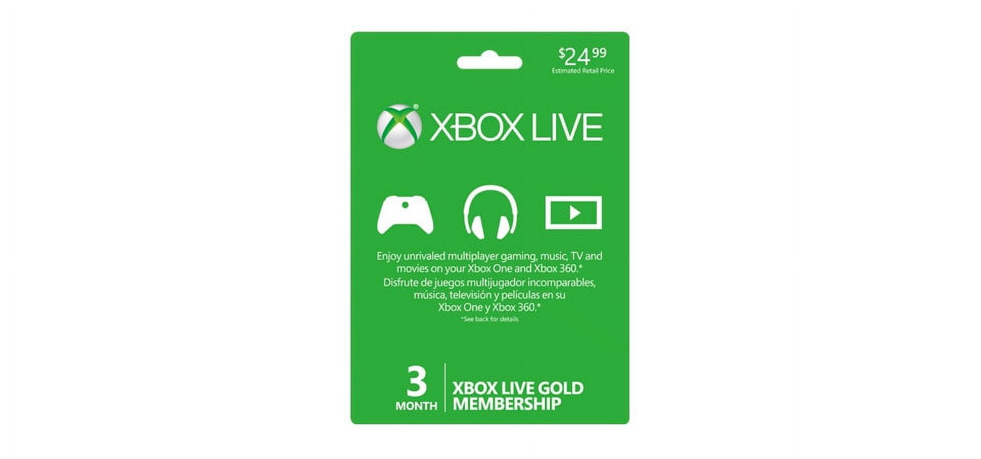 Microsoft 3-Month Xbox Live Gold Membership (33631)