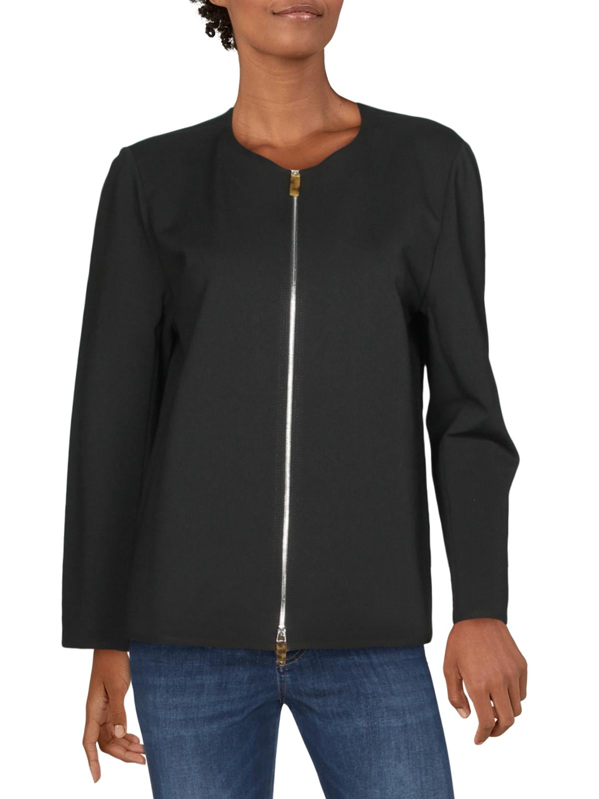 Lafayette 148 New York Womens Nolan Scoop Neck Office Jacket Black M