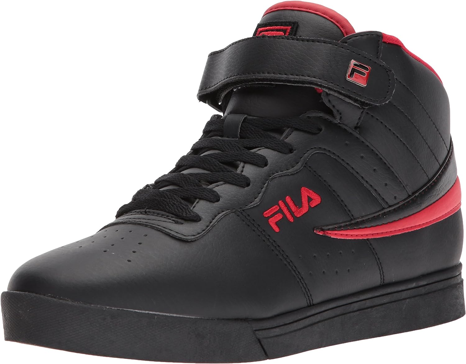 Fila Men's Everyday Sport Athletic Casual High-top Vulc 13 Mid Lace Up Sneaker Shoes 13 Black/Fila Red/Black