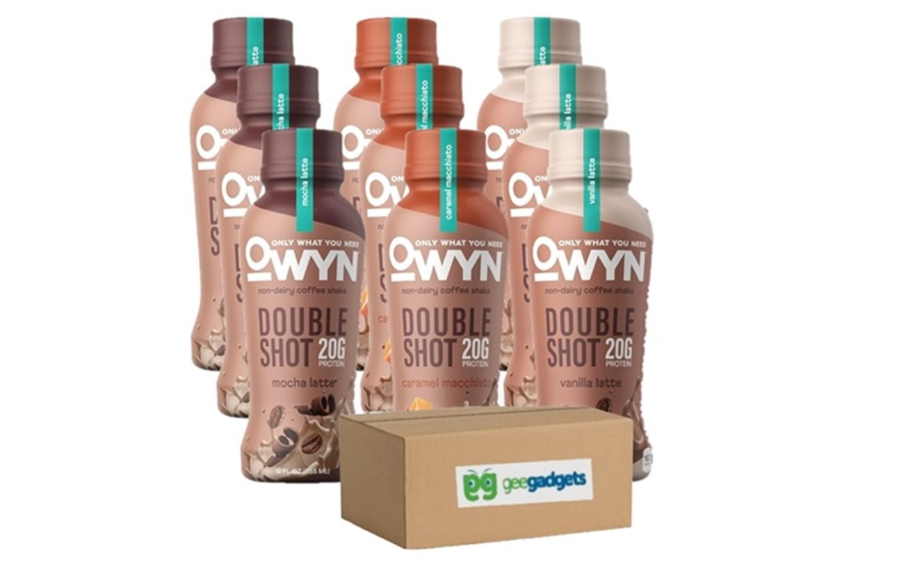 OWYN Doubleshot Dairy Free Keto Protein Coffee Shake, Soy Free, Non-GMO, Variety of Flavors 12 Fl Oz (Mocha Latte, Vanilla Latte Caramel Macchiato)