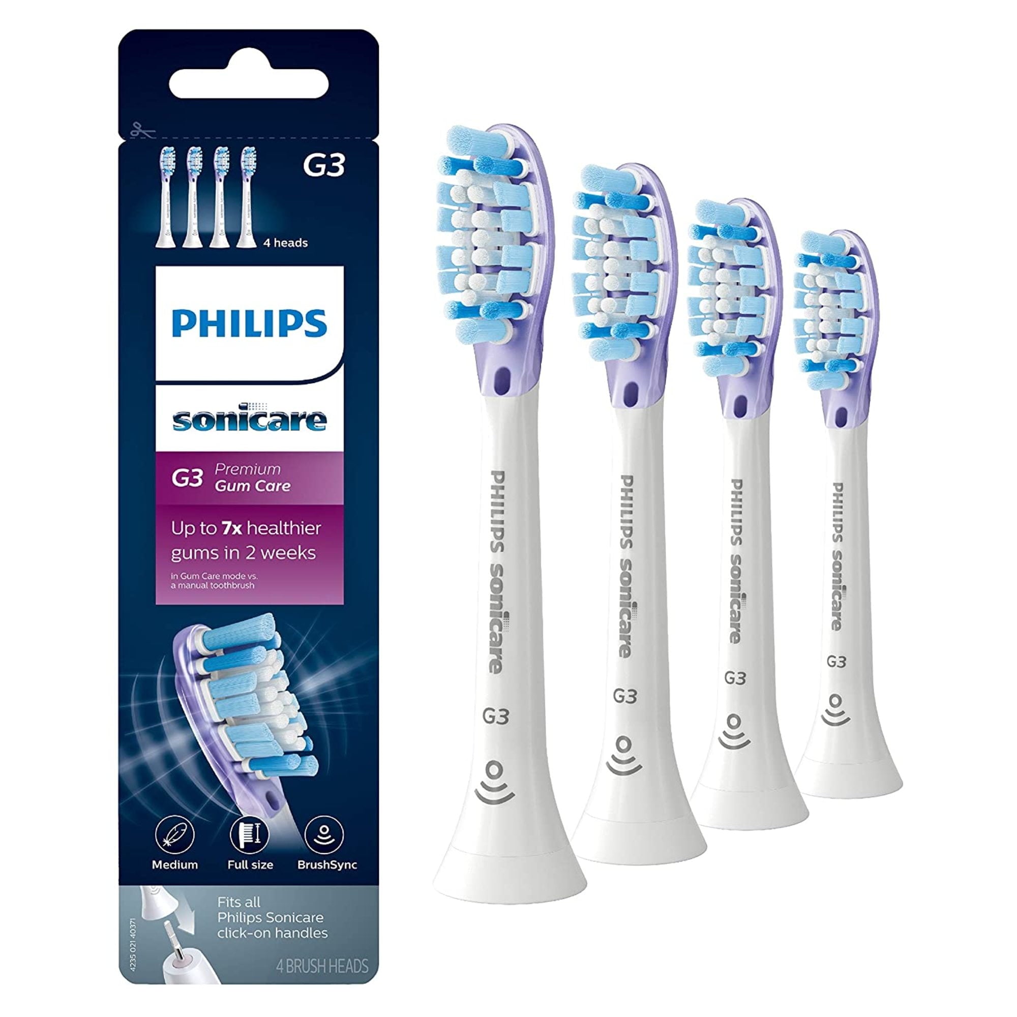 Philips Sonicare Premium Gum Care Replacement Toothbrush Heads, HX9054/65, Smart Recognition, White 4-pk