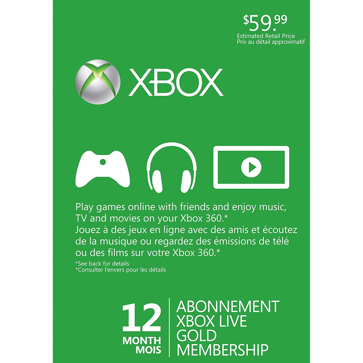 Microsoft Xbox 360 Live 12 Months Gold Card