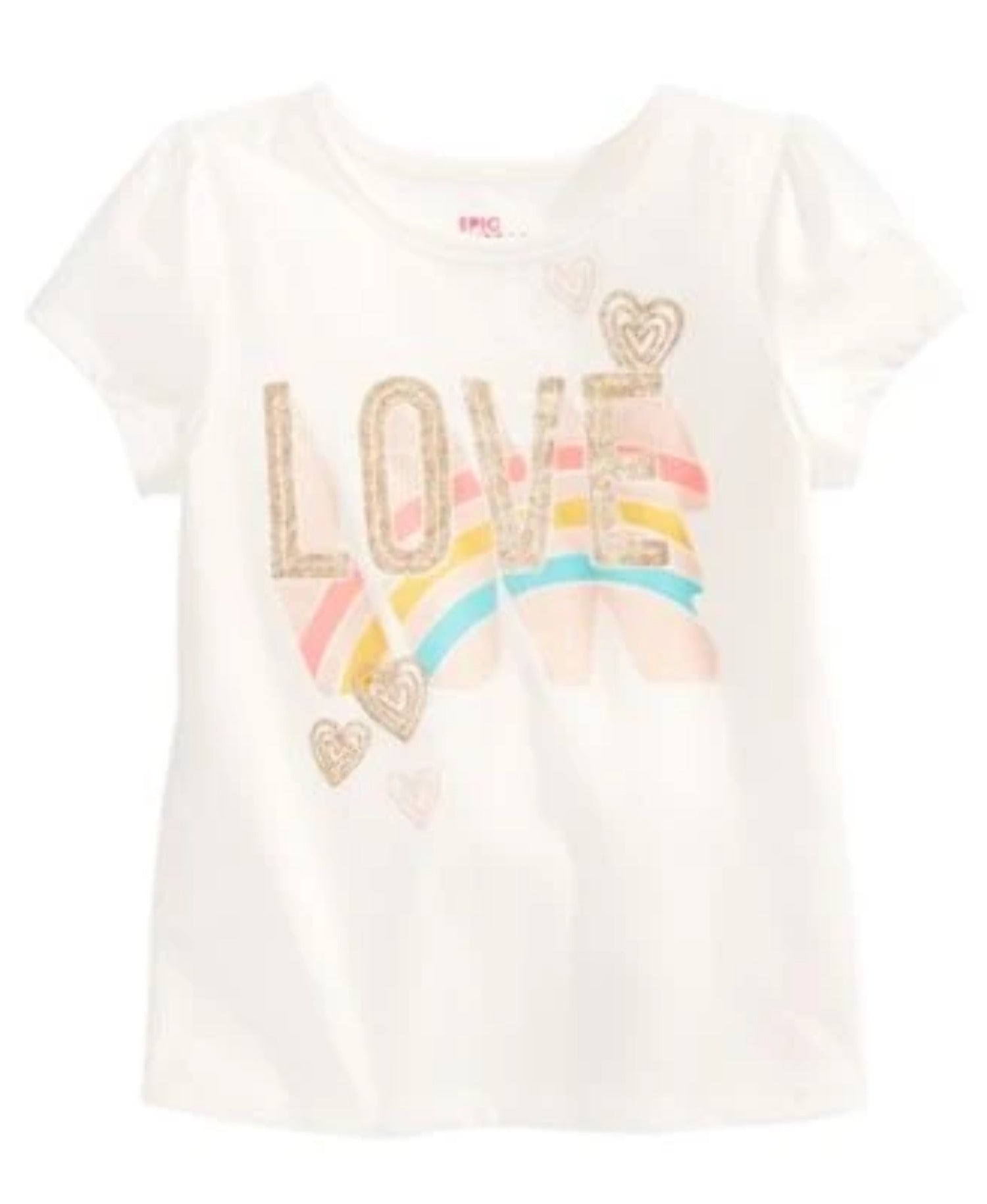 Epic Threads Toddler Girls Love Rainbow T-Shirt, 4T REG