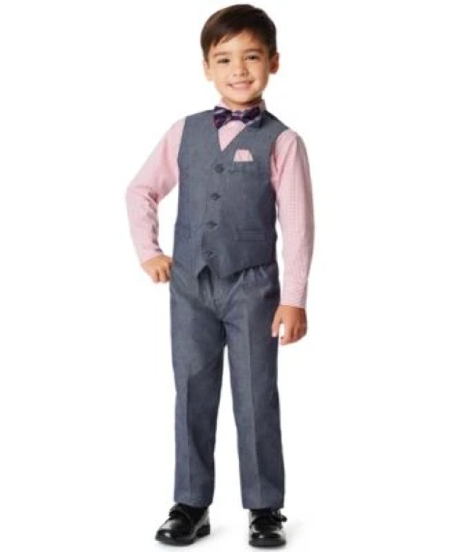 Little Boys Iridescent Twill 4 Piece Vest Set 7