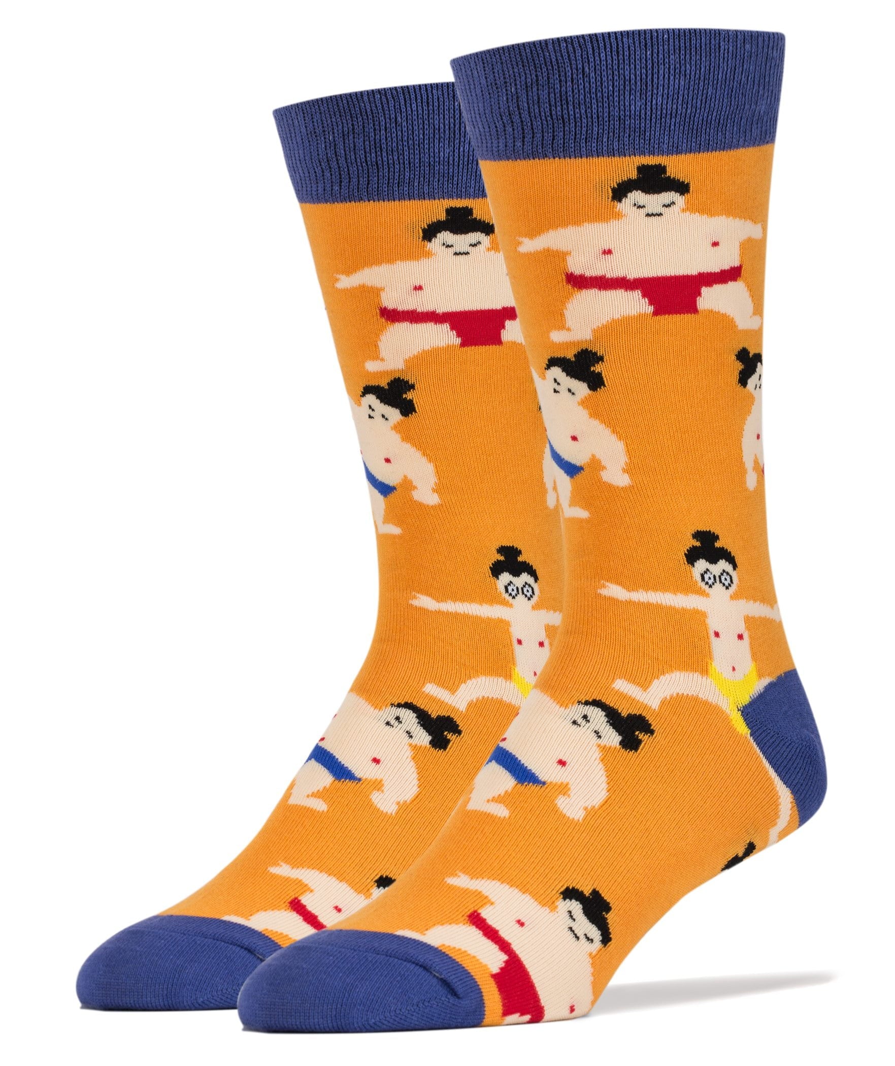 Oooh Yeah Men's Funny Crew Socks, Super Sumo, Colorful Novelty Casual Dress Socks