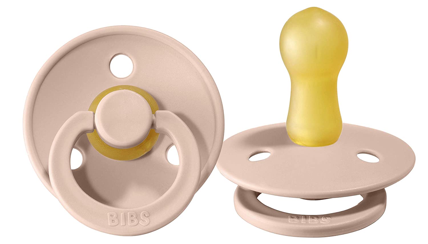 BIBS Baby Pacifier | BPA-Free Natural Rubber | Made in Denmark | Blush 2-Pack (0-6 Months)