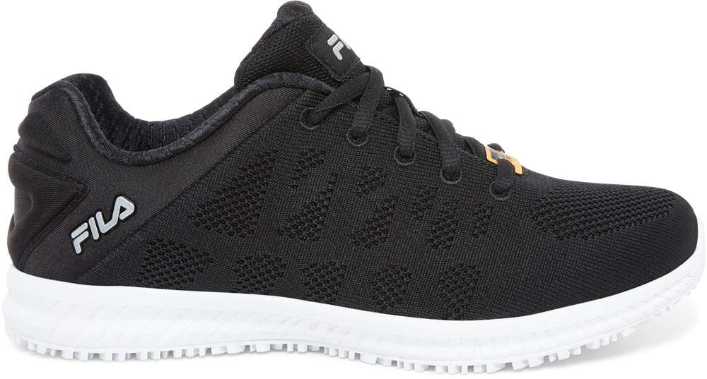 Womens Fila Memory Techknit SR WR Shoe Size: 8.5 Black - Metallicsilver - White Walking