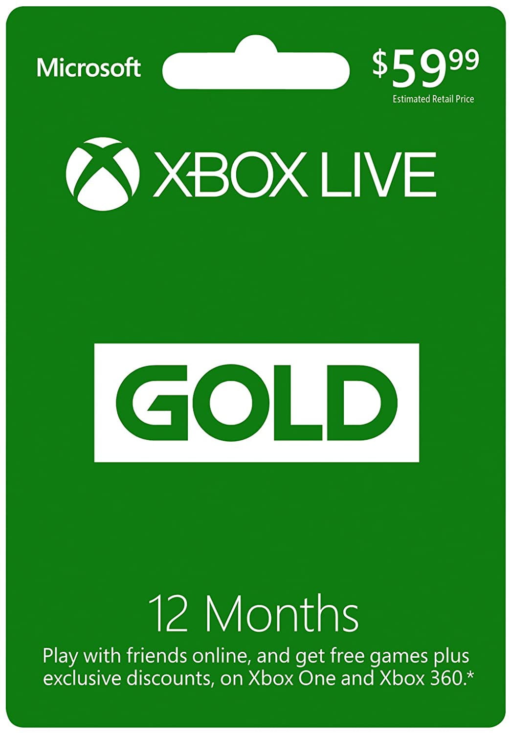 Microsoft Xbox LIVE 12 Month Gold Membership (Physical Card)