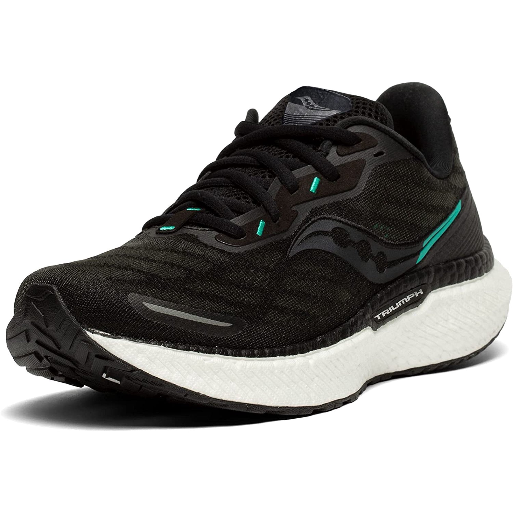 Womens Saucony Triumph 19 Running Shoe Black/White Wide - 11