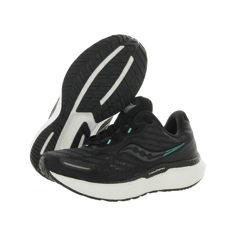 Womens Saucony Triumph 19 Running Shoe Black/White Wide - 11