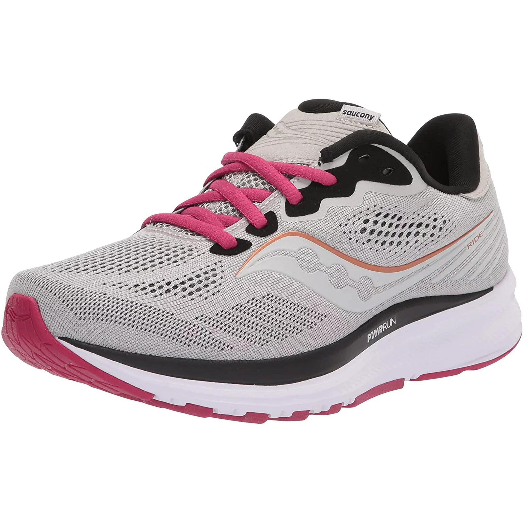 Saucony Womens Ride 14 Running Shoe 12 Fog/Cherry