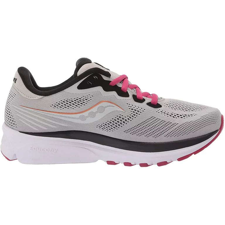 Saucony Womens Ride 14 Running Shoe 12 Fog/Cherry