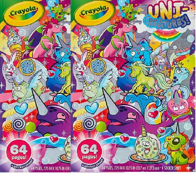 Crayola Uni-Creatures Coloring Book, 64 Unicorn Coloring Pages, Gift for Kids, Ages 3-6 - 2 pk